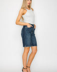 Artemis Vintage Celeste High-Rise Bermuda Denim Shorts – Dark Wash