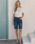 Artemis Vintage Celeste High-Rise Bermuda Denim Shorts – Dark Wash
