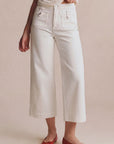 Artemis Vintage Tummy Control High Rise White Crop Palazzo Jeans