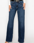 Artemis Vintage Noelle High-Rise Cuffed Straight-Leg Jeans – Dark Wash