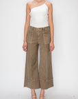 Artemis Vintage High Rise Slim Crop Palazzo Jeans in Taupe