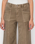 Artemis Vintage High Rise Slim Crop Palazzo Jeans in Taupe