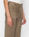Artemis Vintage High Rise Slim Crop Palazzo Jeans in Taupe