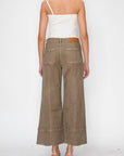 Artemis Vintage High Rise Slim Crop Palazzo Jeans in Taupe