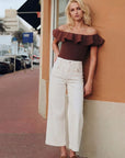 Artemis Vintage Tummy Control High Rise White Crop Palazzo Jeans