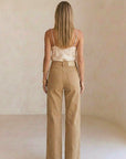 Camel High Rise Palazzo Jeans | Garment Dyed