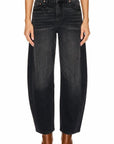 Black High Rise Barrel Jeans | Relaxed Fit
