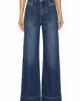 Artemis Vintage High-Rise Palazzo Jeans with Metal Link Detail – Dark Wash