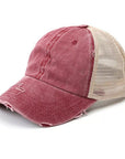 Distressed Messy Bun Hat Cap