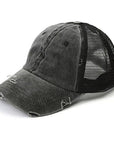Distressed Messy Bun Hat Cap