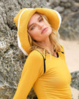 BLOOM LINE Crochet Sun Hat In Canary Yellow