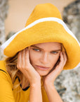 BLOOM LINE Crochet Sun Hat In Canary Yellow