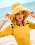 BLOOM LINE Crochet Sun Hat In Canary Yellow