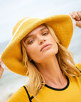 BLOOM LINE Crochet Sun Hat In Canary Yellow
