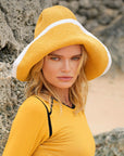 BLOOM LINE Crochet Sun Hat In Canary Yellow
