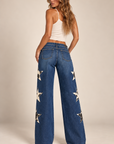 GJG Denim Sable Star Low-Rise Wide-Leg Jeans — Dark Wash