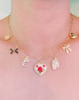 Ballet Garden Charm Necklace – Whimsical Gold Chain with Rose, Swan, Angel & Ballet Shoe Charms