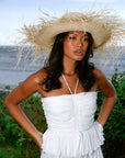 The Catalina Frayed Straw Sun Hat In Beige
