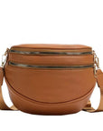 Sabrina Double Zip Leather Crescent Sling
