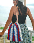 COLETTE Macrame Beach Bag In Red, White & Blue - My Pampered Life Seattle