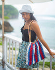 COLETTE Macrame Beach Bag In Red, White & Blue - My Pampered Life Seattle