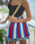 COLETTE Macrame Beach Bag In Red, White & Blue - My Pampered Life Seattle