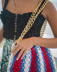 COLETTE Macrame Beach Bag In Red, White & Blue - My Pampered Life Seattle