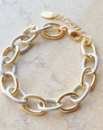 Cabled Texture Two Tone Chain Bracelet