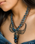 Blue Lapis Beaded Collar Necklace w/ Lapis Pendant