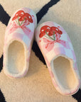 Cherry Bow Check Lounge Slippers - Sweet & Cozy