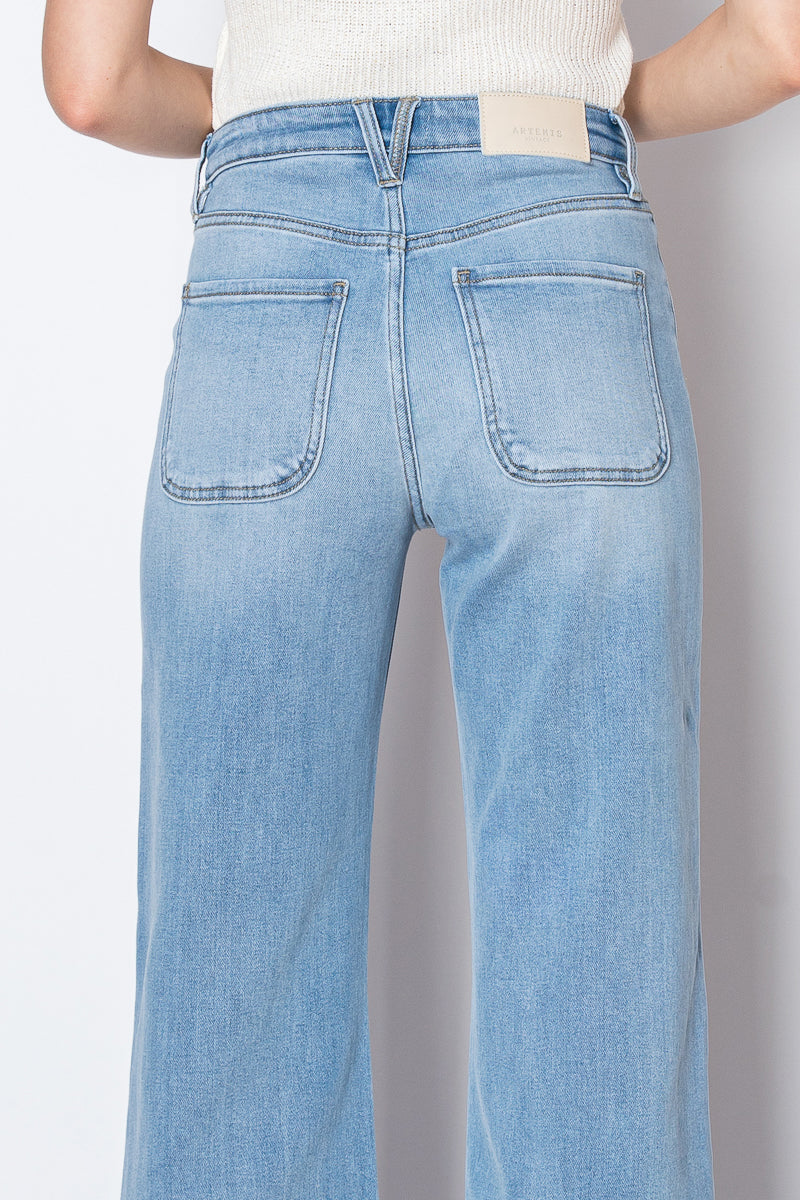 Artemis Vintage |ECO Friendly Front Pocket Detail High Rise Flare Jeans