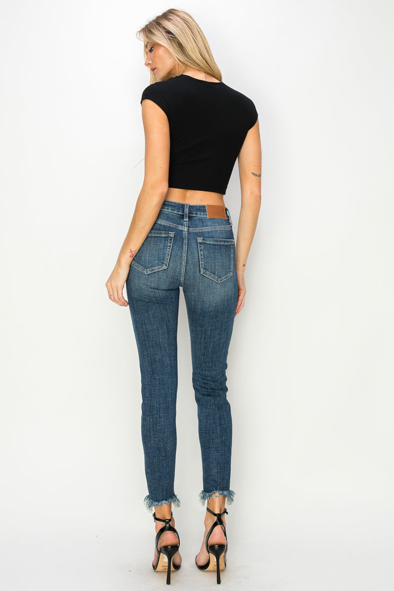 Artemis Vintage | Gabriela High Rise Cross Hatch Fabric Skinny Jeans