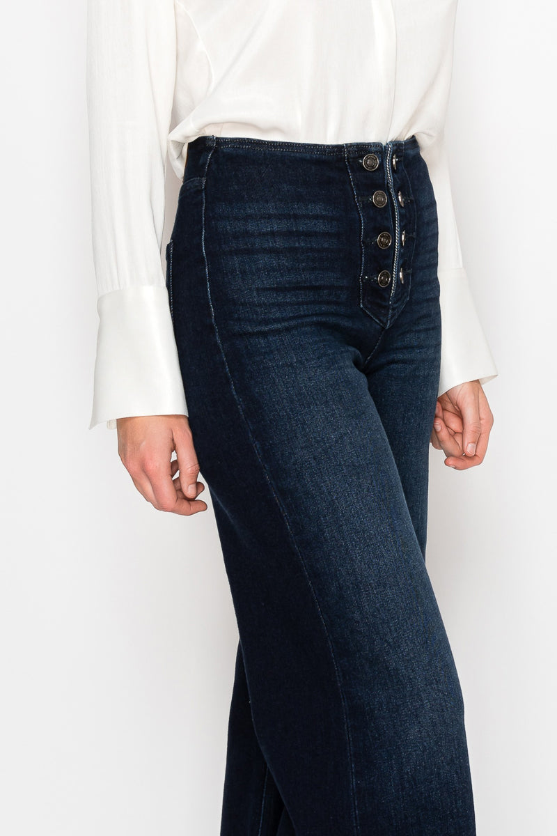 Artemis Vintage |Eco Friendly Ultra High Rise Slim Palazzo Sailor Jeans