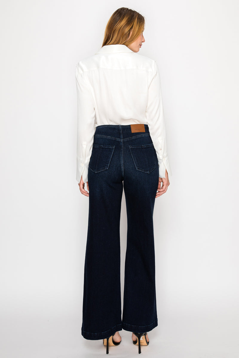 Artemis Vintage |Eco Friendly Ultra High Rise Slim Palazzo Sailor Jeans