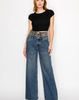 Artemis Vintage |Double Snap On Waistband Layered Ultra High Rise Wide Jeans - My Pampered Life Seattle