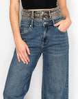 Artemis Vintage |Double Snap On Waistband Layered Ultra High Rise Wide Jeans - My Pampered Life Seattle