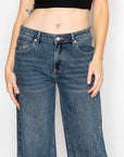Artemis Vintage |Double Snap On Waistband Layered Ultra High Rise Wide Jeans - My Pampered Life Seattle