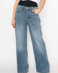 Artemis Vintage |Adjustable Hem Knit Band Wide Leg Jeans - My Pampered Life Seattle