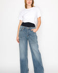 Artemis Vintage |Adjustable Hem Knit Band Wide Leg Jeans - My Pampered Life Seattle