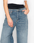 Artemis Vintage |Adjustable Hem Knit Band Wide Leg Jeans - My Pampered Life Seattle