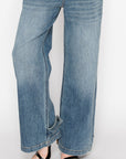 Artemis Vintage |Adjustable Hem Knit Band Wide Leg Jeans - My Pampered Life Seattle