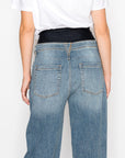 Artemis Vintage |Adjustable Hem Knit Band Wide Leg Jeans - My Pampered Life Seattle