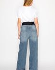 Artemis Vintage |Adjustable Hem Knit Band Wide Leg Jeans - My Pampered Life Seattle