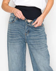 Artemis Vintage |Adjustable Hem Knit Band Wide Leg Jeans - My Pampered Life Seattle