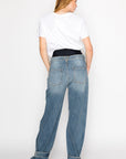 Artemis Vintage |Adjustable Hem Knit Band Wide Leg Jeans - My Pampered Life Seattle