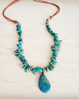 Natural Turquoise Chunky Necklace with Large Natural Pendant
