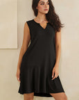Easy Days Split Neck Flounce Dress