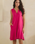 Easy Days Split Neck Flounce Dress