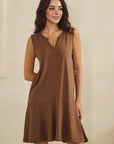Easy Days Split Neck Flounce Dress