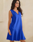Easy Days Split Neck Flounce Dress